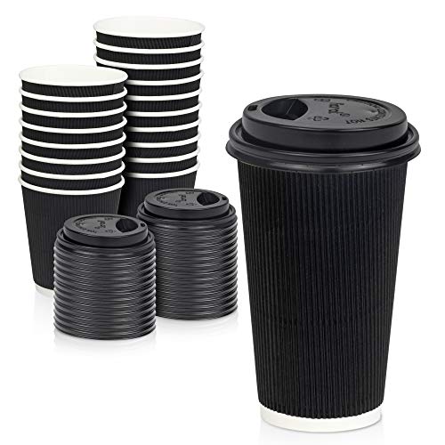 Disposable Poly Paper Hot Tea Coffee Cups with Dome Black Lids 500 Pack 16 Oz Disposable Poly Paper Hot Tea Coffee Cups with Dome Black Lids 500 Pack 16 Oz